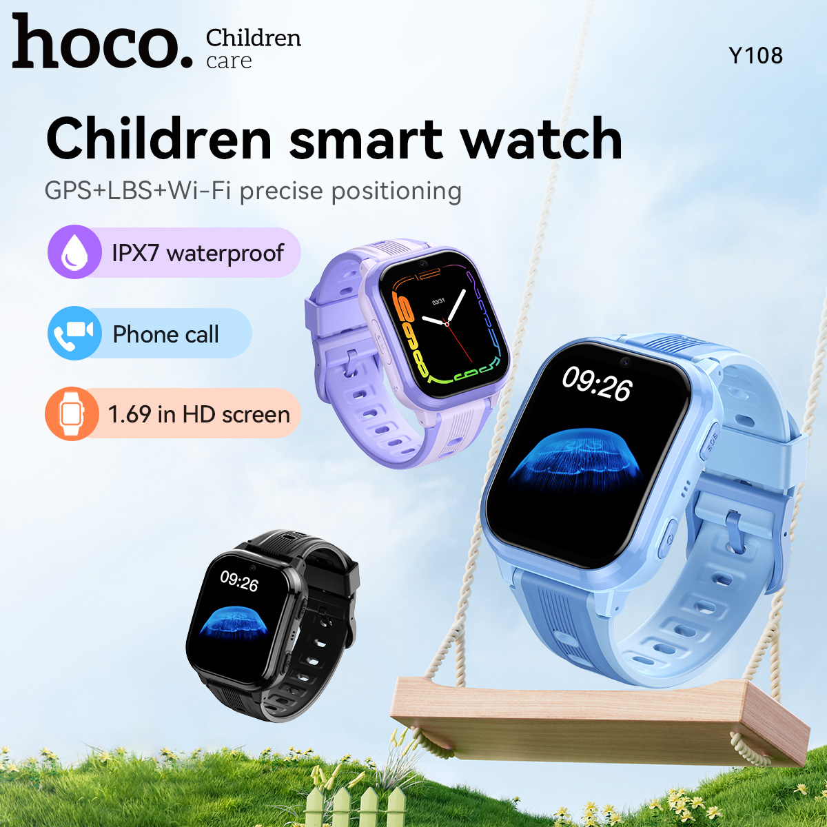 Smartwatch Watches For Kid Boy With Gps - HOCO Y108 1.69inch HD LCD Curved