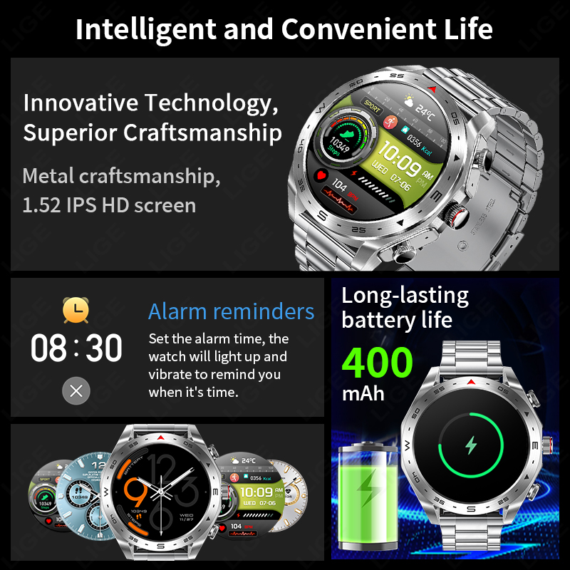 LIGE TWS Earbuds Bluetooth Hea - огляд і ціна Smartwatch Noise Watches