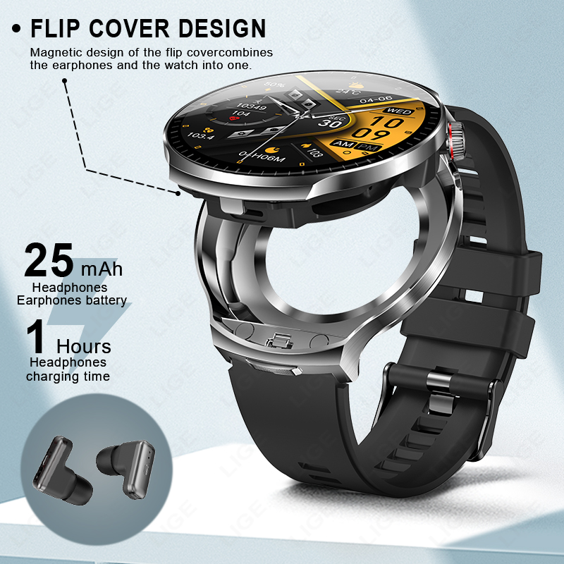 LIGE 2026 New TWS 2 in 1 Heads - огляд і ціна Smartwatch Noise Watches